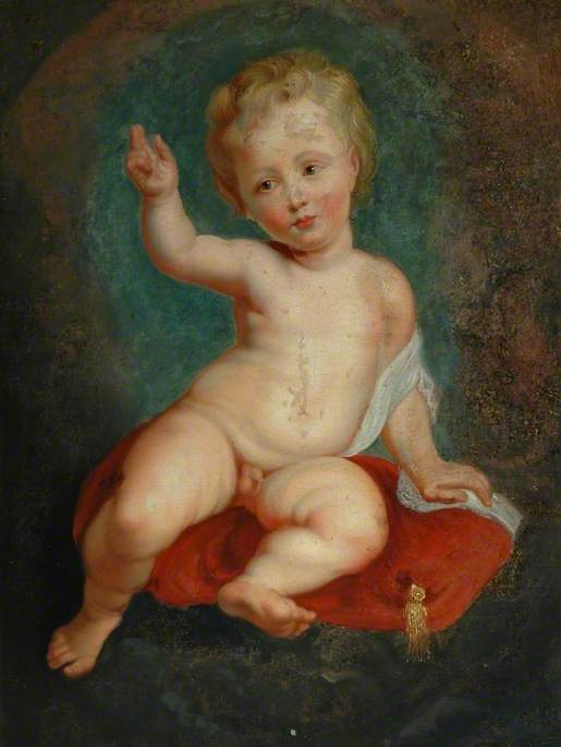 Niño sentado sobre un cojín rojo - Peter Paul Rubens