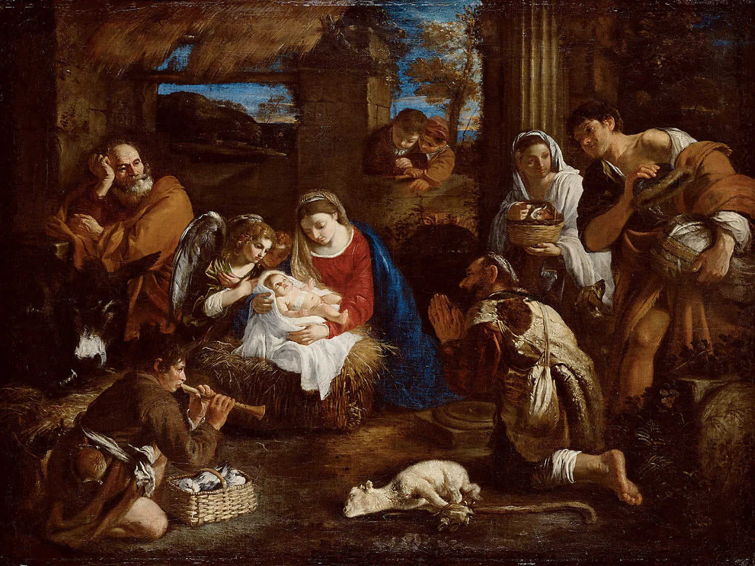 Adoration des bergers - Pier Francesco Mola image 1 copie peinte à la main à l’huile