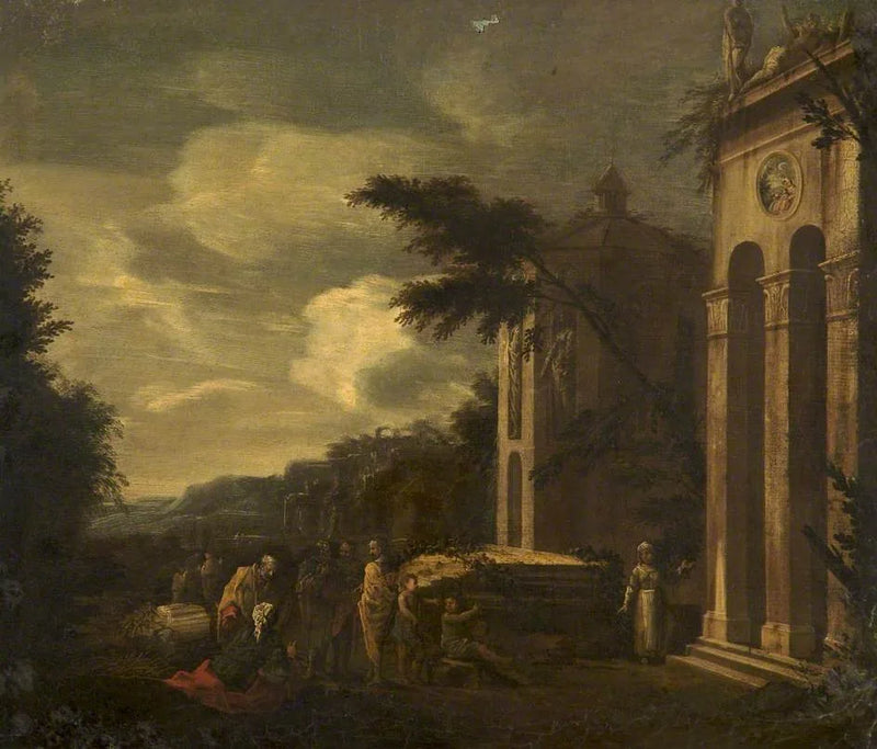 Personnages près des ruines classiques - Pier Francesco Mola