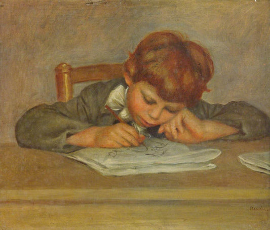 Reproduction du tableau « Un petit garçon qui écrit - Pierre-Auguste Renoir » par Alpha Reproduction en peinture à l’huile