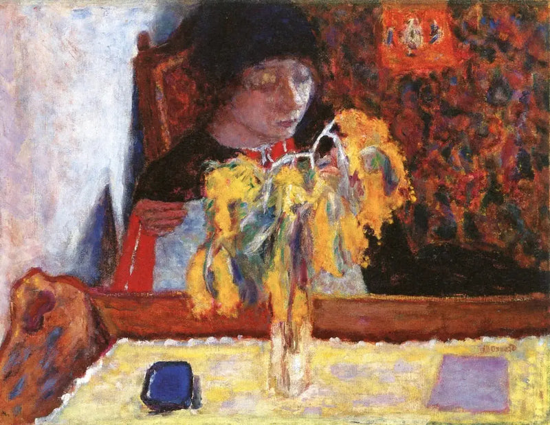 Mujer con mimosa - Pierre Bonnard