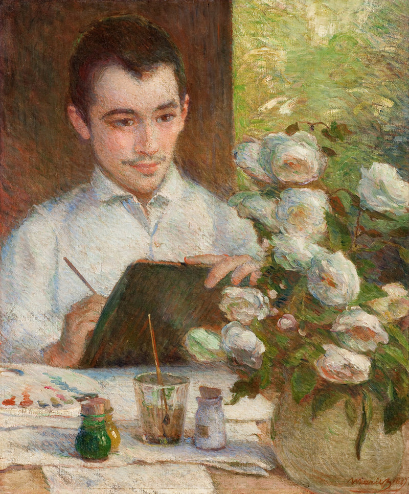 Pierre pintando flores - Marie Bracquemond
