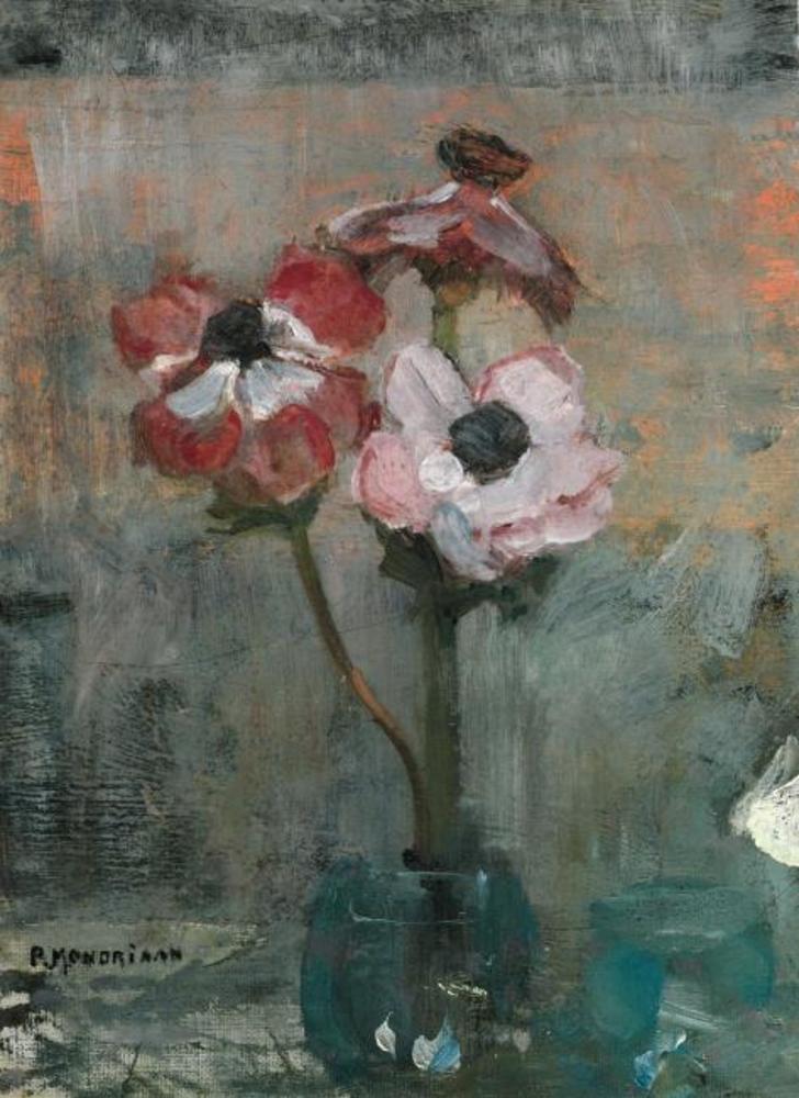 Reproduction du tableau « Anémones dans un vase - Piet Mondrian » par Alpha Reproduction en peinture à l’huile