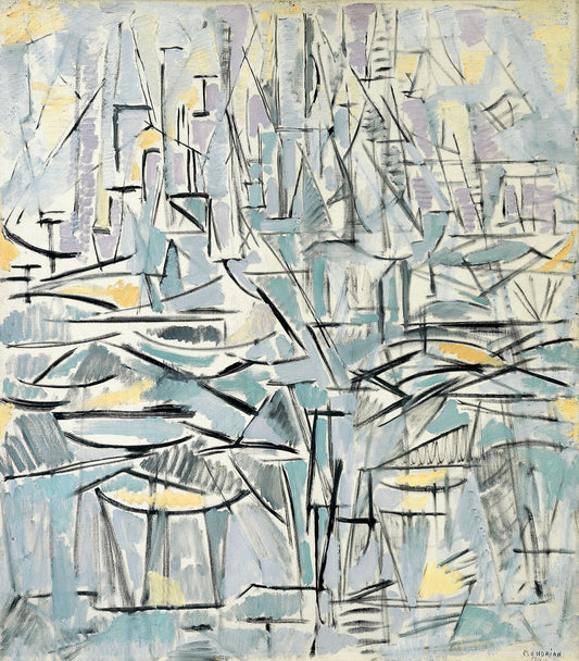 Reproduction du tableau « Composition n° XVI, Composition 1 (Arbres) - Piet Mondrian » par Alpha Reproduction en peinture à l’huile
