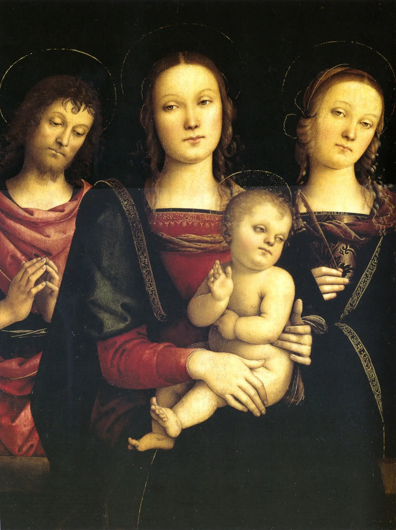 La Virgen con el Niño entre los santos Juan Bautista y Catalina de Alejandría - Pietro Perugino