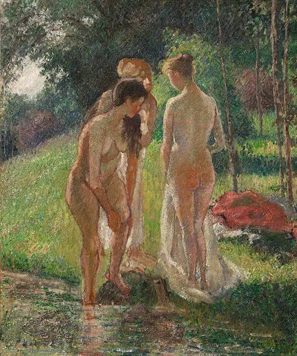Tres bañistas saliendo del baño - Camille Pissarro