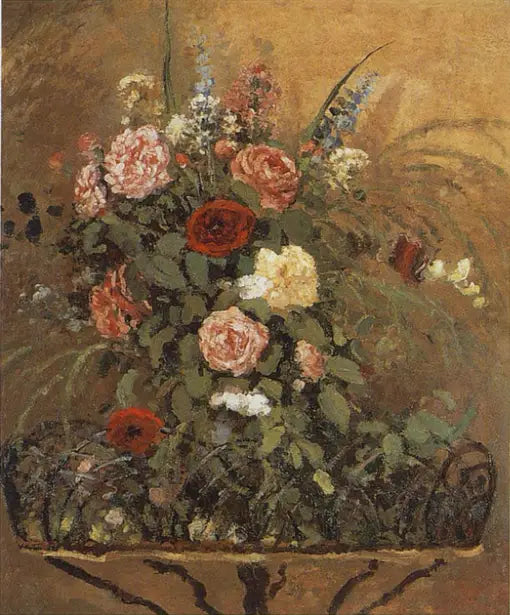 Reproduction du tableau « Bouquet de fleurs avec jardinière - Camille Pissarro » par Alpha Reproduction en peinture à l’huile