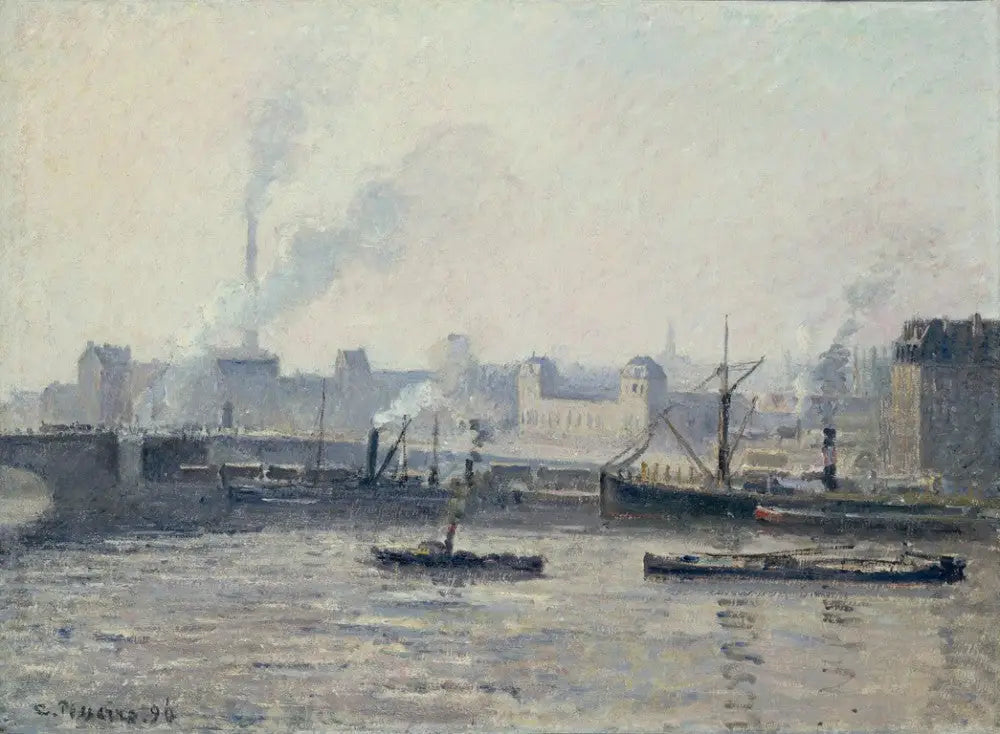 Reproduction du tableau « Le pont Saint-Sever, Rouen : Brume - Camille Pissarro » par Alpha Reproduction en peinture à l’huile