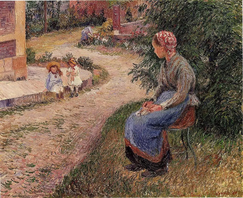 Un sirviente sentado en el jardín de Eragny - Camille Pissarro