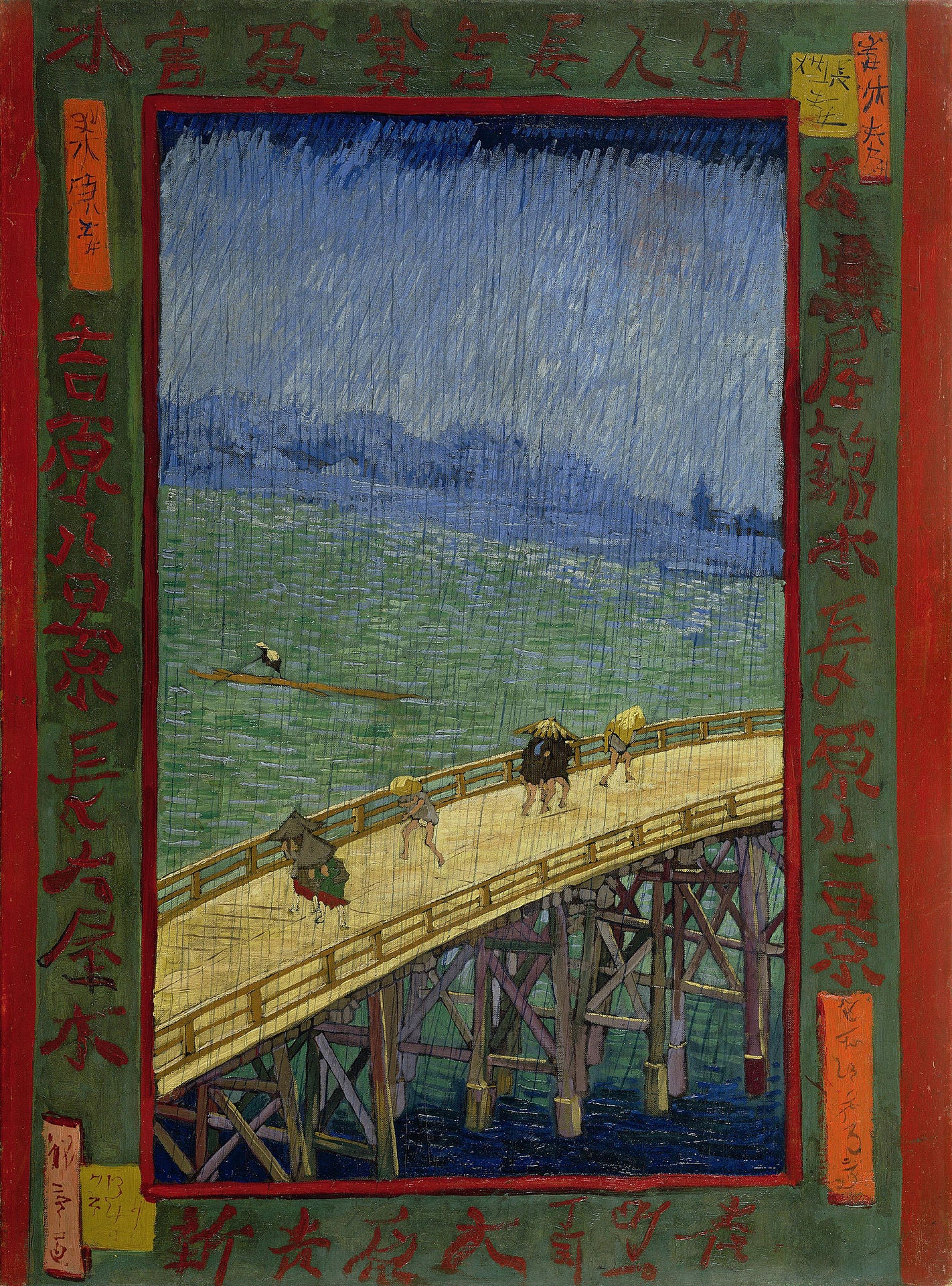 🌧️ Puente bajo la lluvia (según Hiroshige) – Vincent van Gogh (1887)