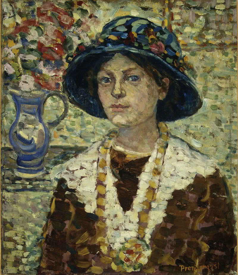 Retrato de una niña con flores - Maurice Prendergast