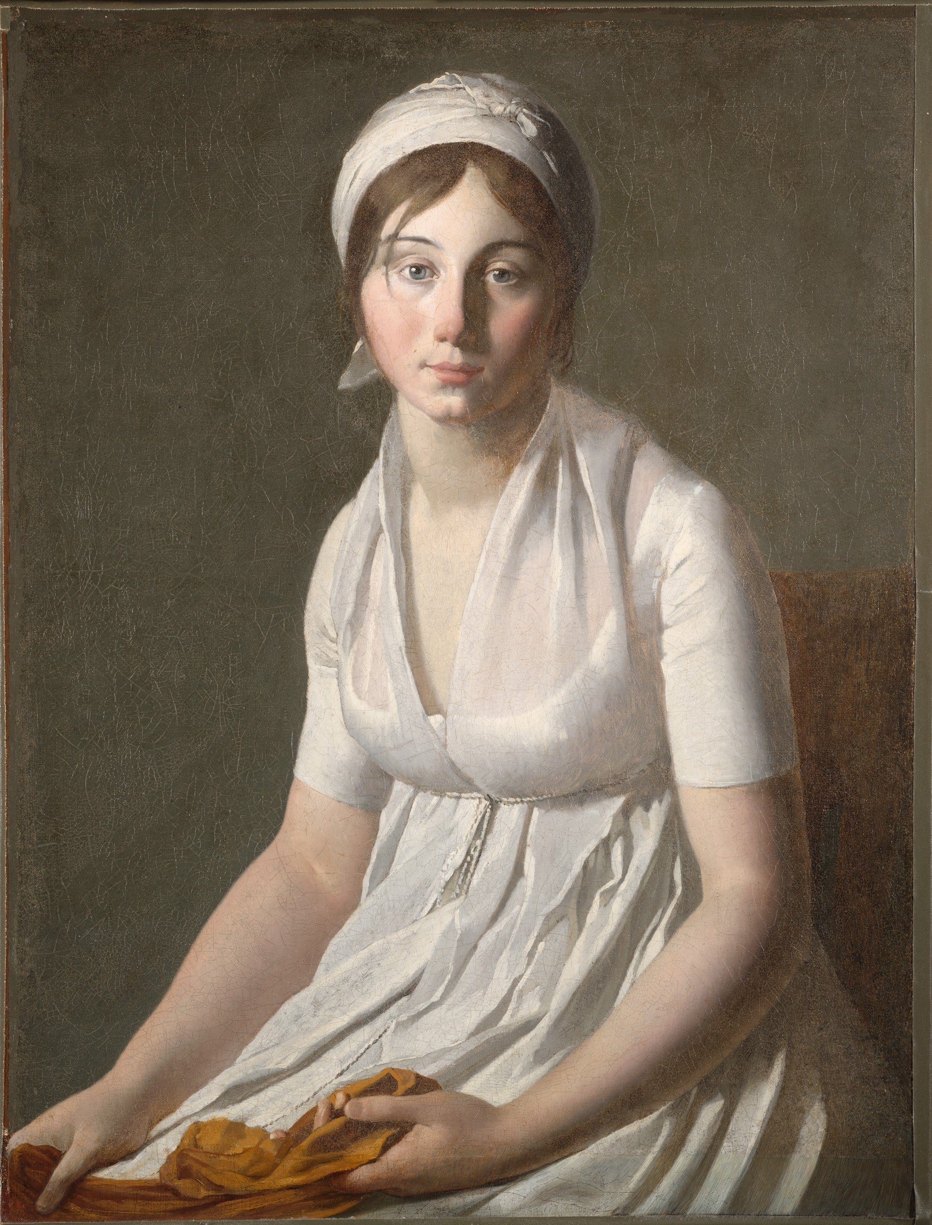 Reproduction du tableau « Portrait d'une jeune femme - Jacques-Louis David » par Alpha Reproduction en peinture à l’huile