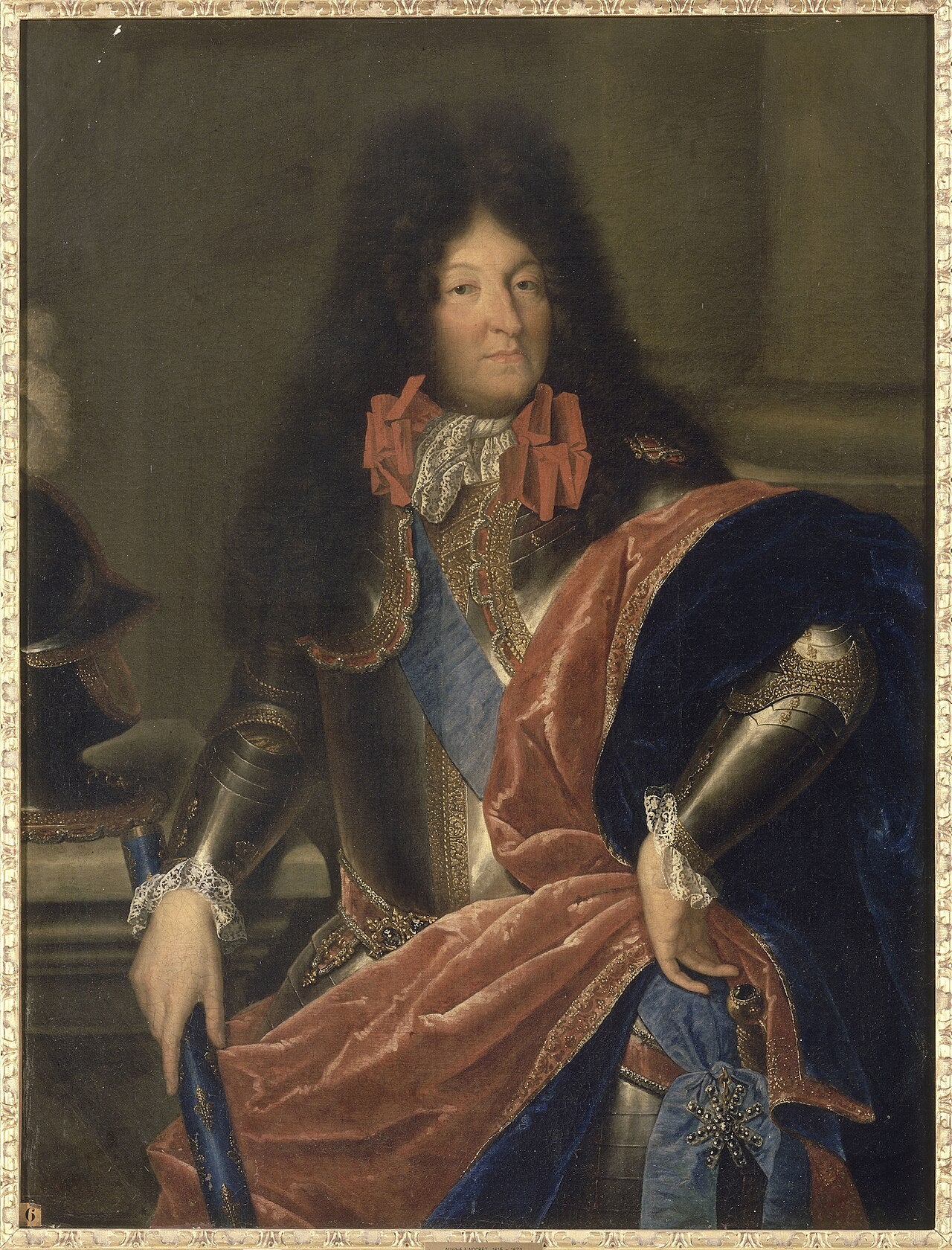 Retrato de Luis XIV en armadura, con la cinta de la orden del Espíritu Santo – Jean Nocret
