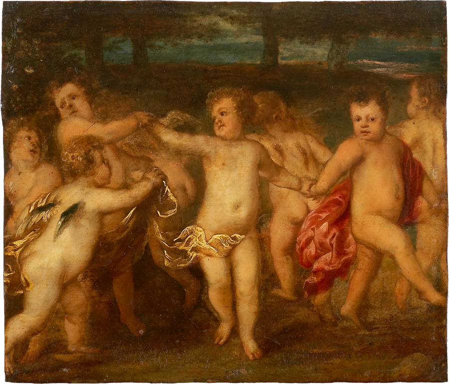 Putti haciendo un rondel - Antoine van Dyck