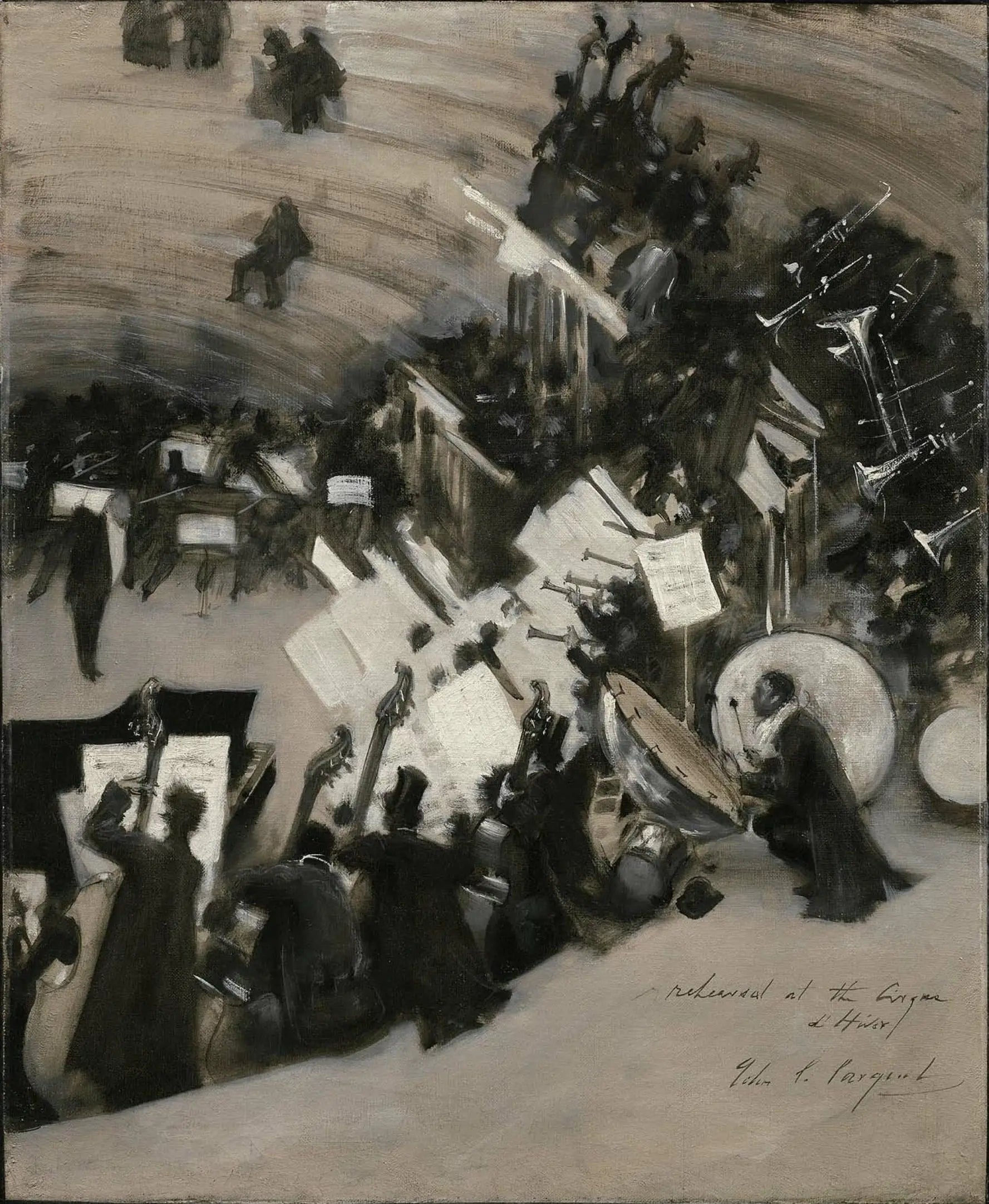 Reproduction du tableau « Répétition de l'orchestre Pasdeloup au Cirque d'Hiver - John Singer Sargent » par Alpha Reproduction en peinture à l’huile