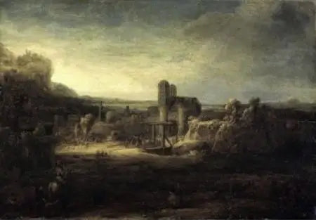 Paisaje con una iglesia - Rembrandt