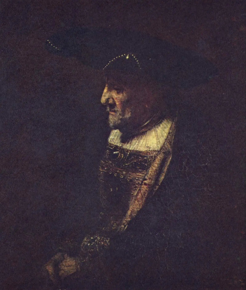 Hombre con un sombrero decorado con perlas - Rembrandt