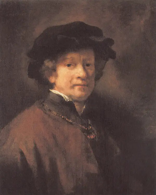 Autorretrato con boina negra y cadena de oro - Rembrandt
