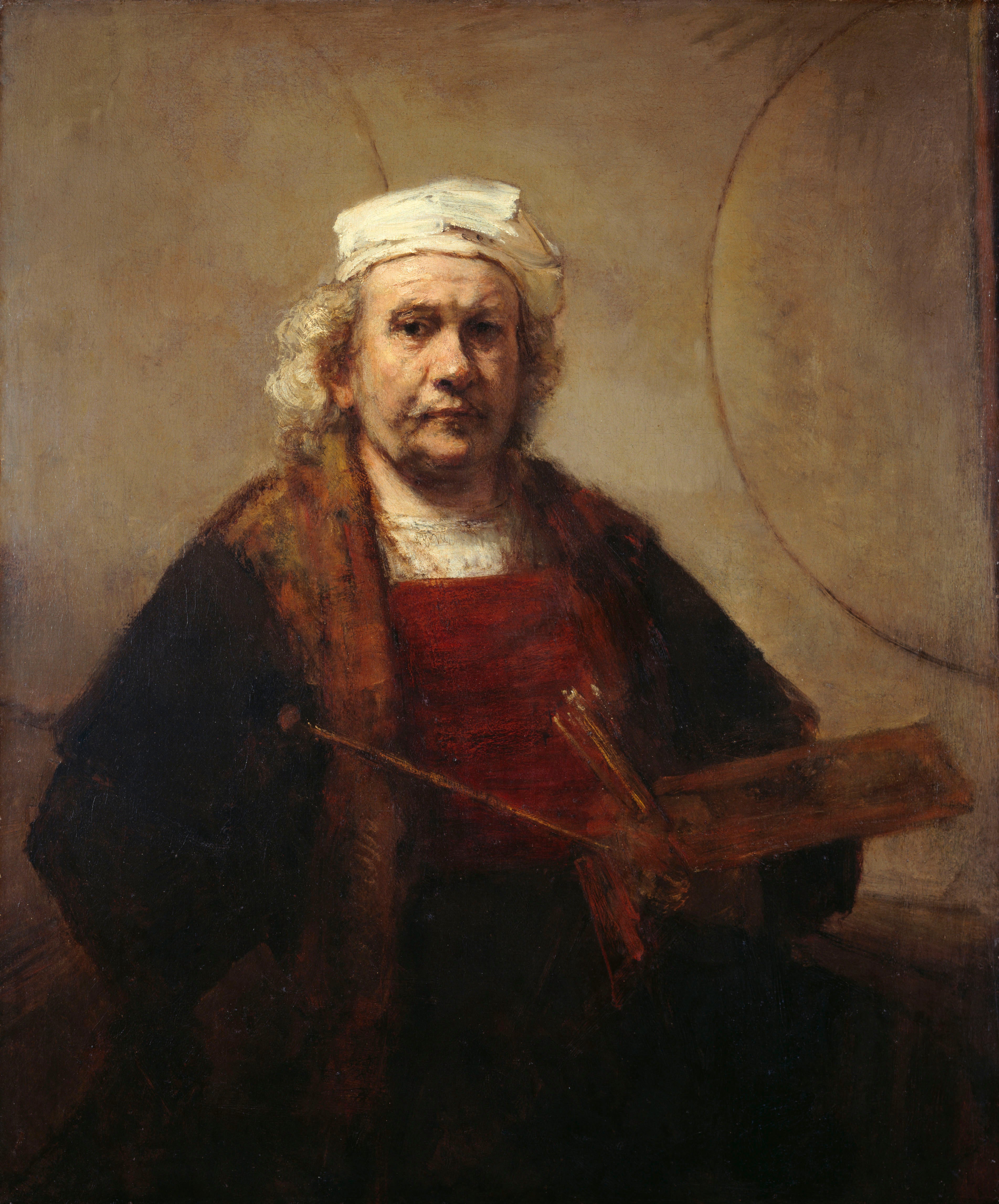 Reproduction du tableau « Autoportrait aux deux cercles - Rembrandt » par Alpha Reproduction en peinture à l’huile