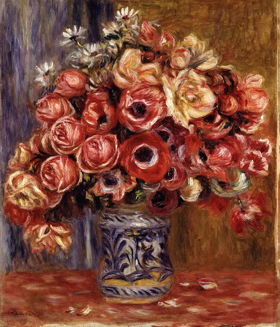 Reproduction du tableau « Anémones et roses - Pierre-Auguste Renoir » par Alpha Reproduction en peinture à l’huile
