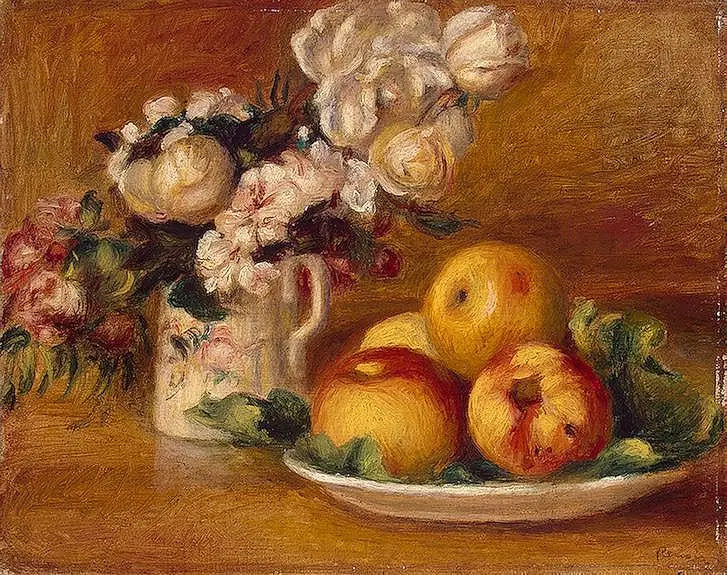 Manzanas y flores - Pierre-Auguste Renoir