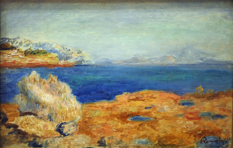 Rocas amarillas con mar azul - Pierre-Auguste Renoir