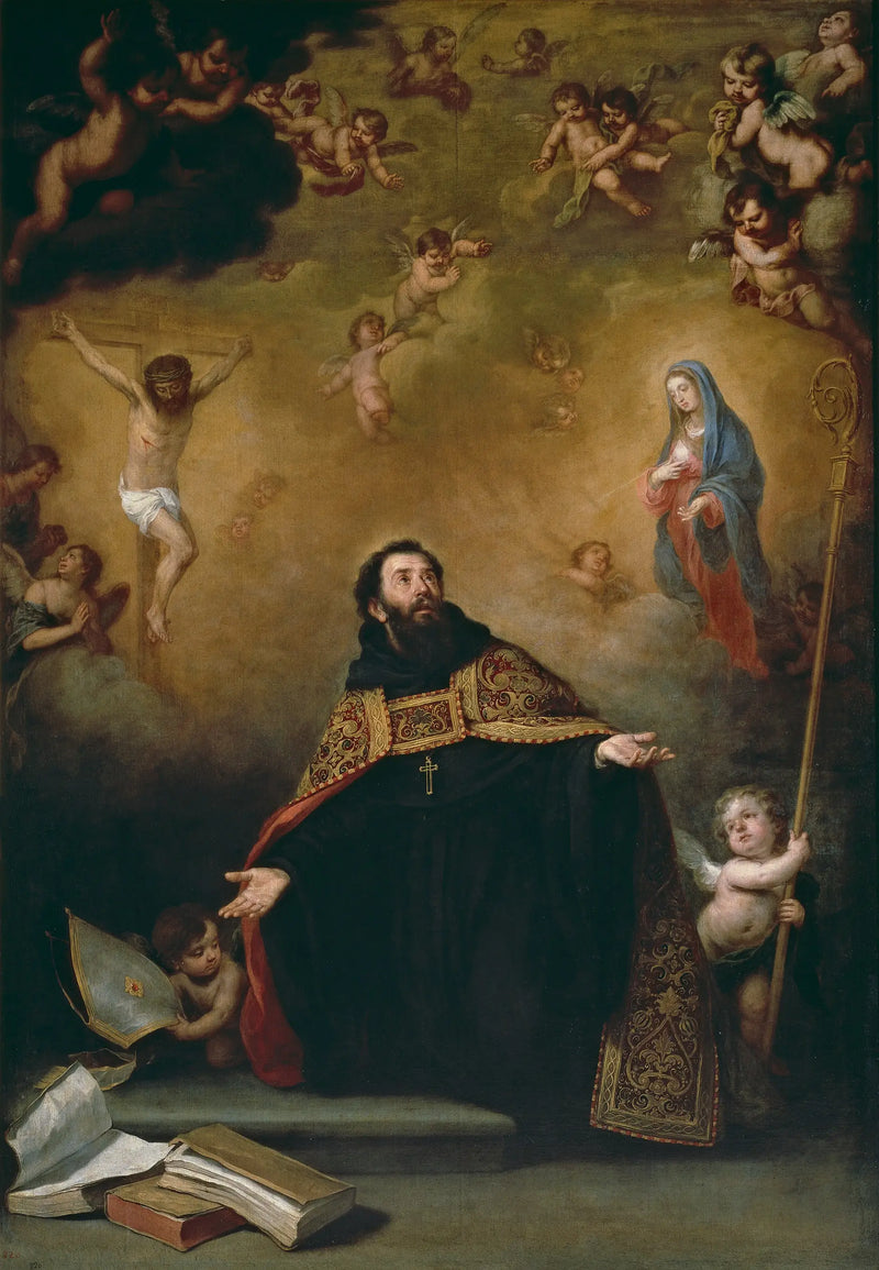 Santo Agustín entre Cristo y la Virgen - Bartolomé Esteban Murillo