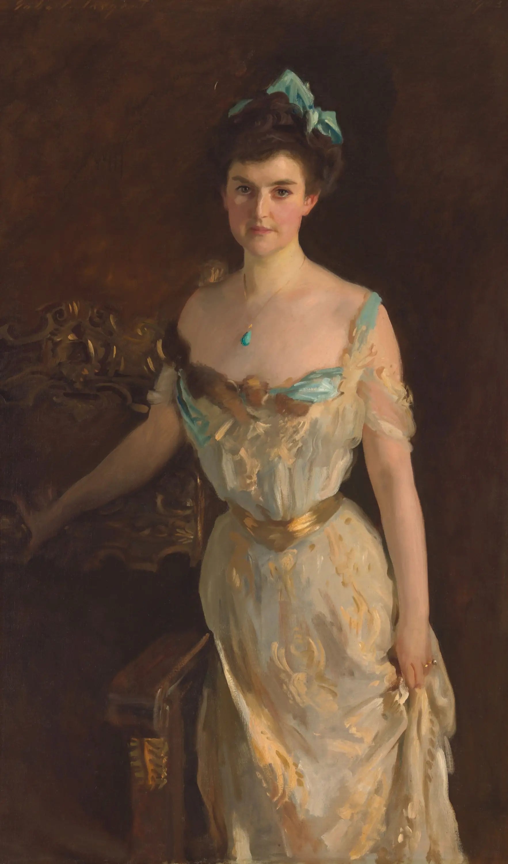 Reproduction du tableau « Ellen Sears Amory Anderson Curtis (1868-1952) (Mme Charles Pelham Curtis) - John Singer Sargent » par Alpha Reproduction en peinture à l’huile