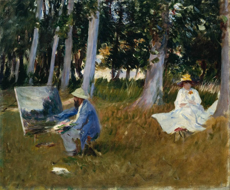 Claude Monet pintando en el borde de un bosque - John Singer Sargent