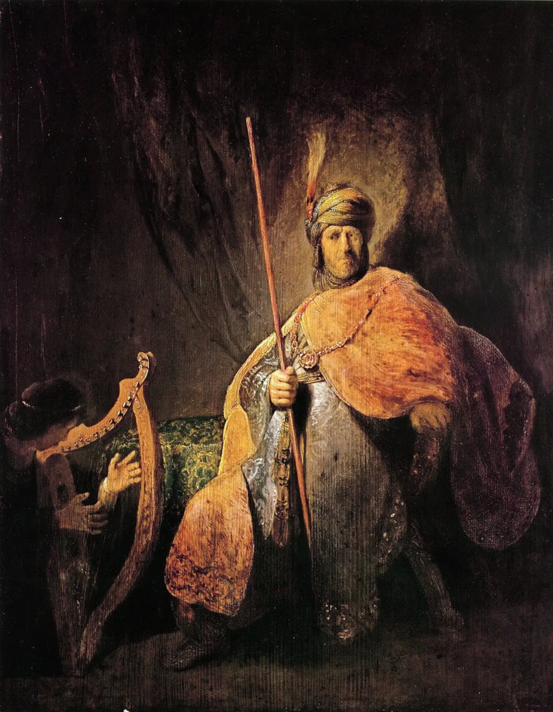 David tocando el arpa frente a Saúl - Rembrandt