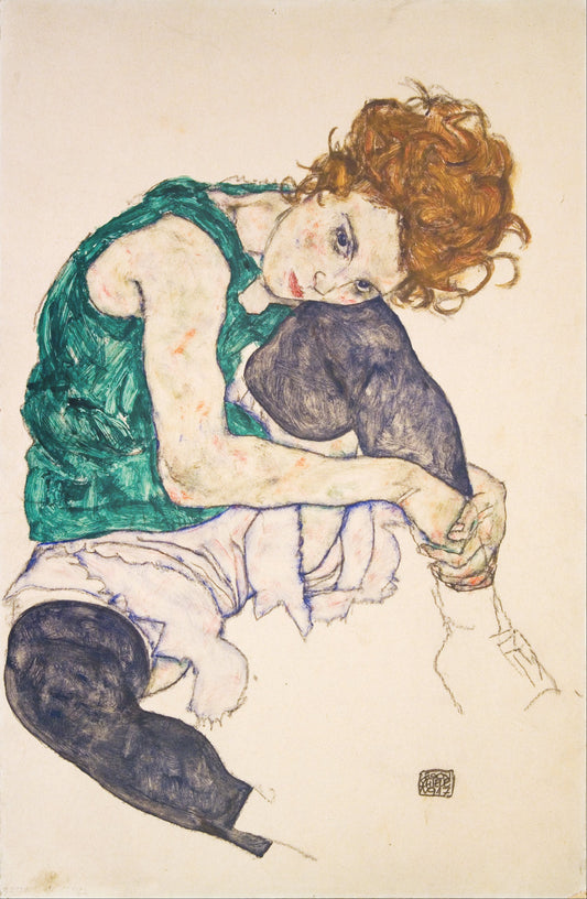 ✨ Mujer sentada con las piernas recogidas (Adele Herms) - Egon Schiele