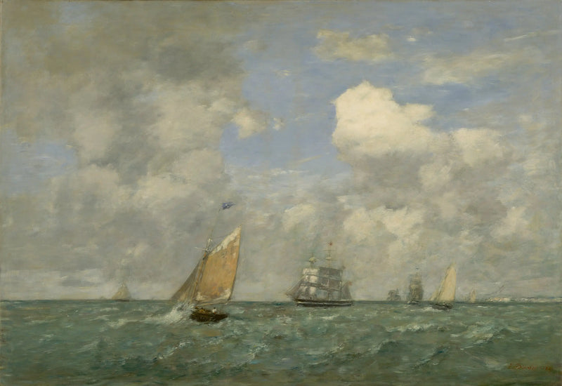 Barcos y veleros saliendo de Le Havre - Eugène Boudin