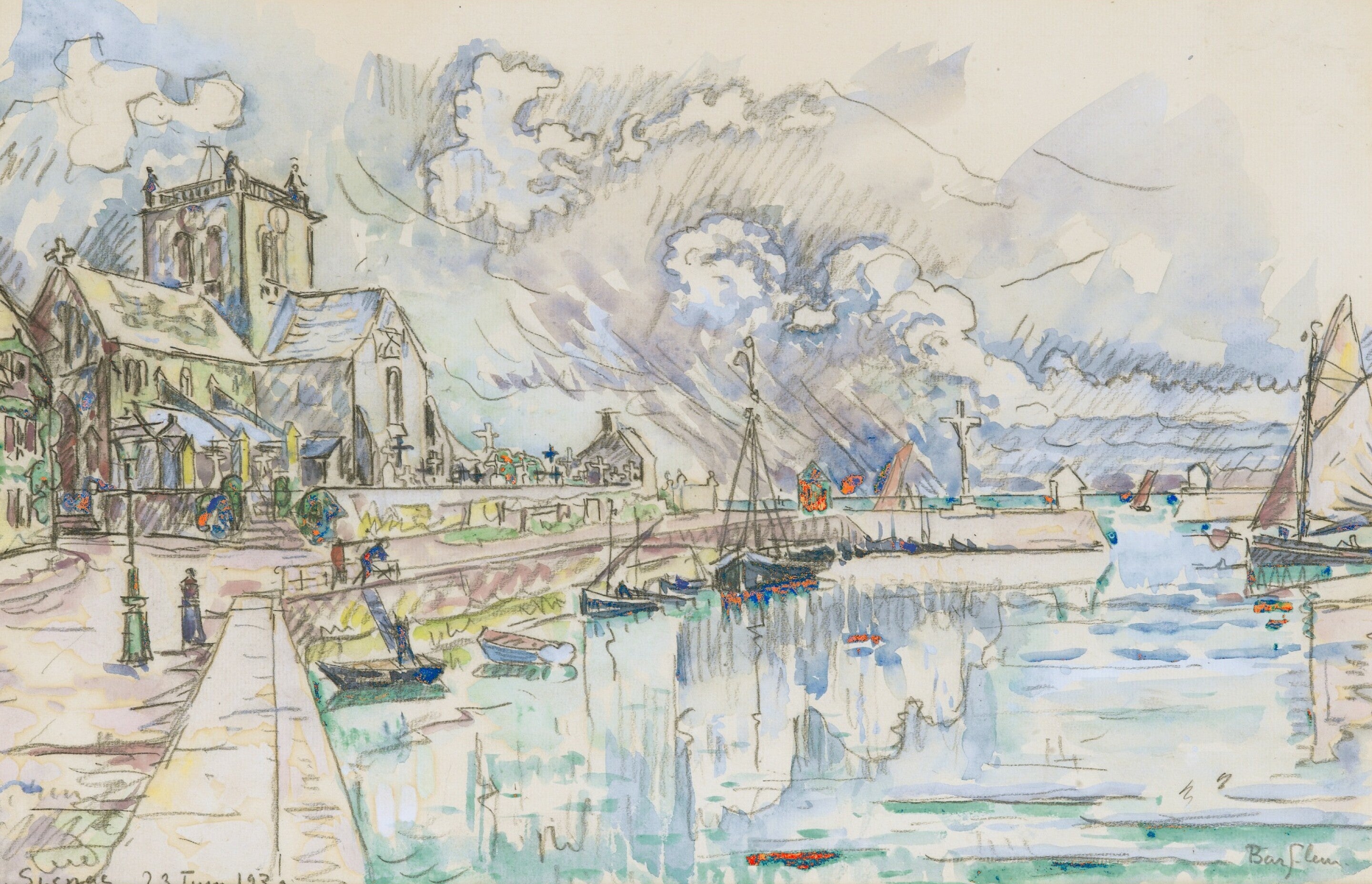 Reproduction du tableau « Barfleur, le port - Paul Signac » par Alpha Reproduction en peinture à l’huile