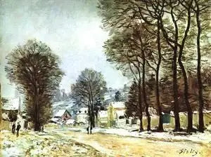 Reproduction du tableau « Neige à Louveciennes - Alfred Sisley » par Alpha Reproduction en peinture à l’huile