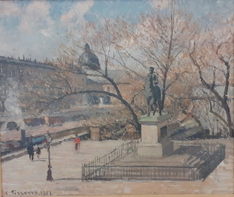 Estatua de Enrique IV y hotel de la Moneda, mañana, sol - Camille Pissarro