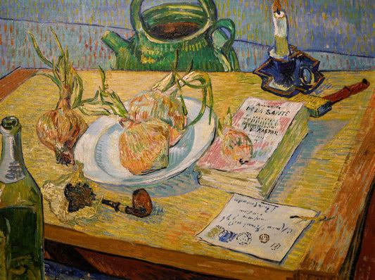 🕯️ Bodegón con plato de cebollas Vincent van Gogh (1889)