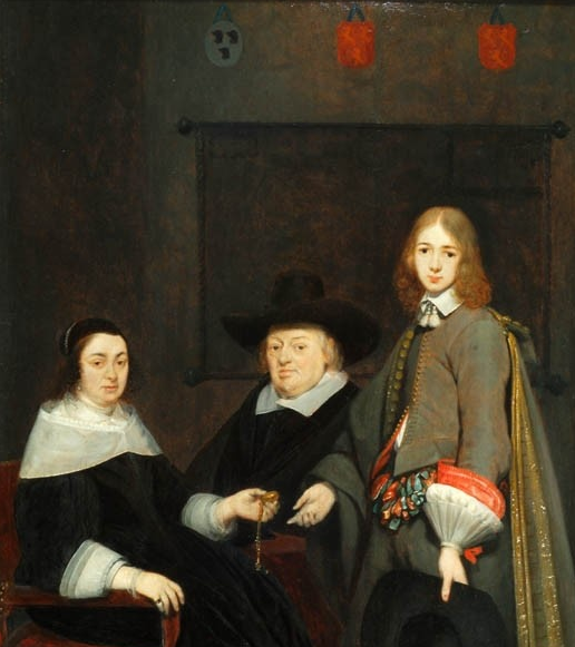 Portrait de famille d'Antonie Charles de Liedekercke, de son épouse Willemina van Braeckel et de son fils Samuel - Gerard ter Borch