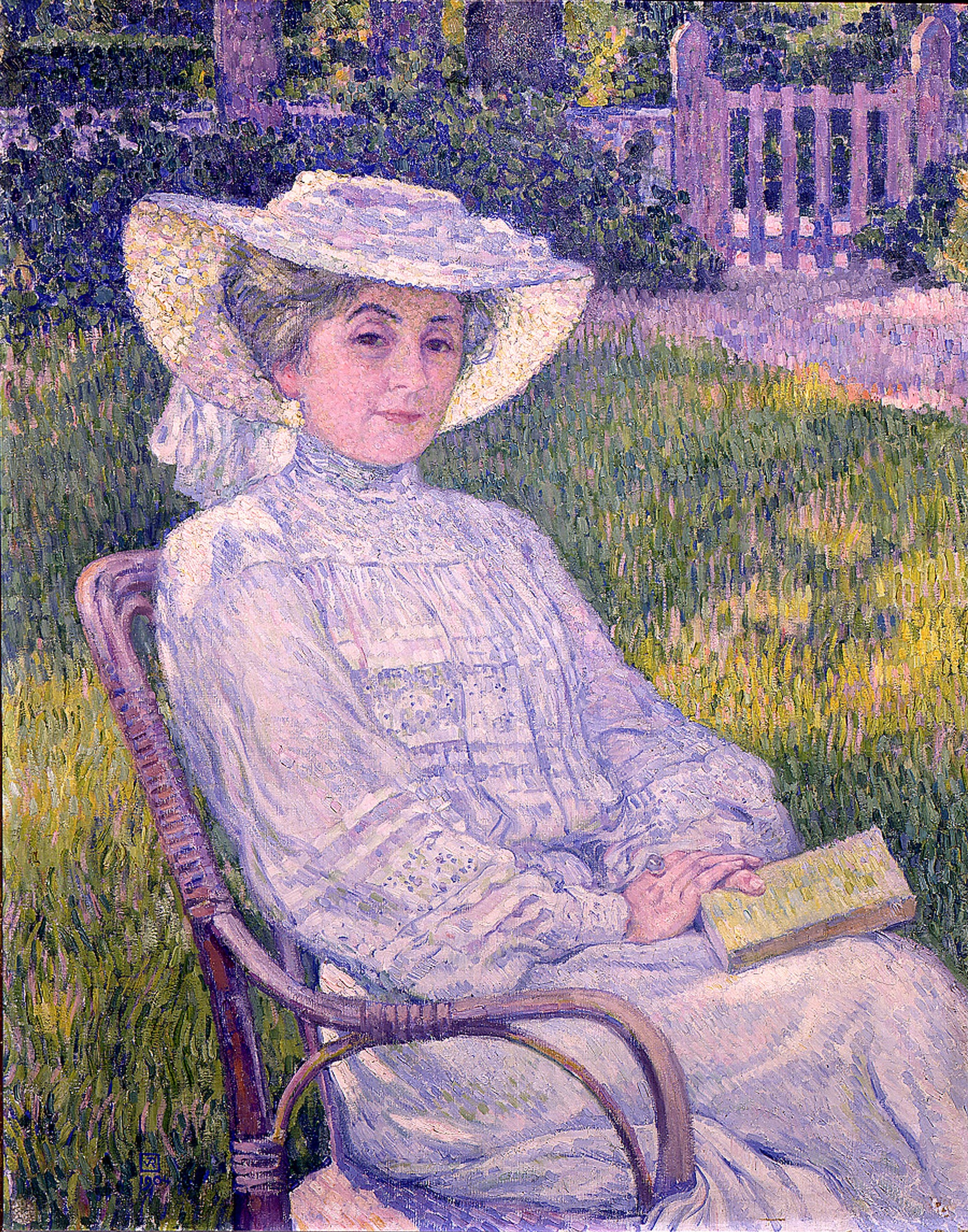 La dame en blanc lisant au jardin à Mortgat - Théo van Rysselberghe - Alpha Reproduction