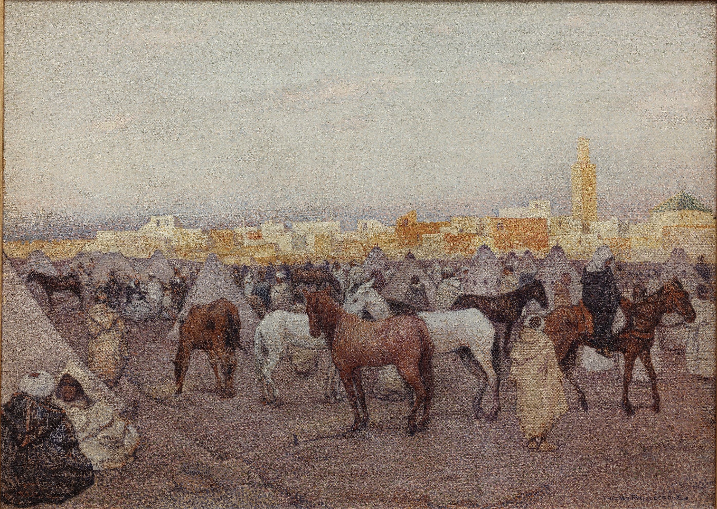 Campement de tentes ou marché aux chevaux près de Marrakech - Théo van Rysselberghe - Alpha Reproduction