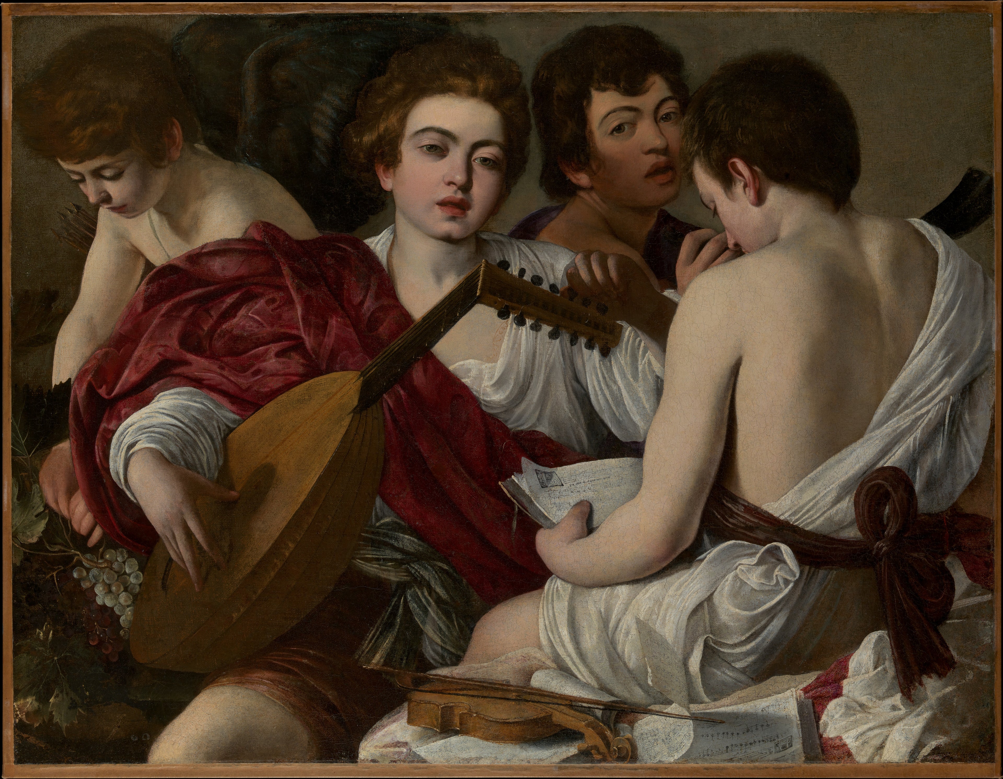 Reproduction du tableau « Les Musiciens - Le Caravage » par Alpha Reproduction en peinture à l’huile