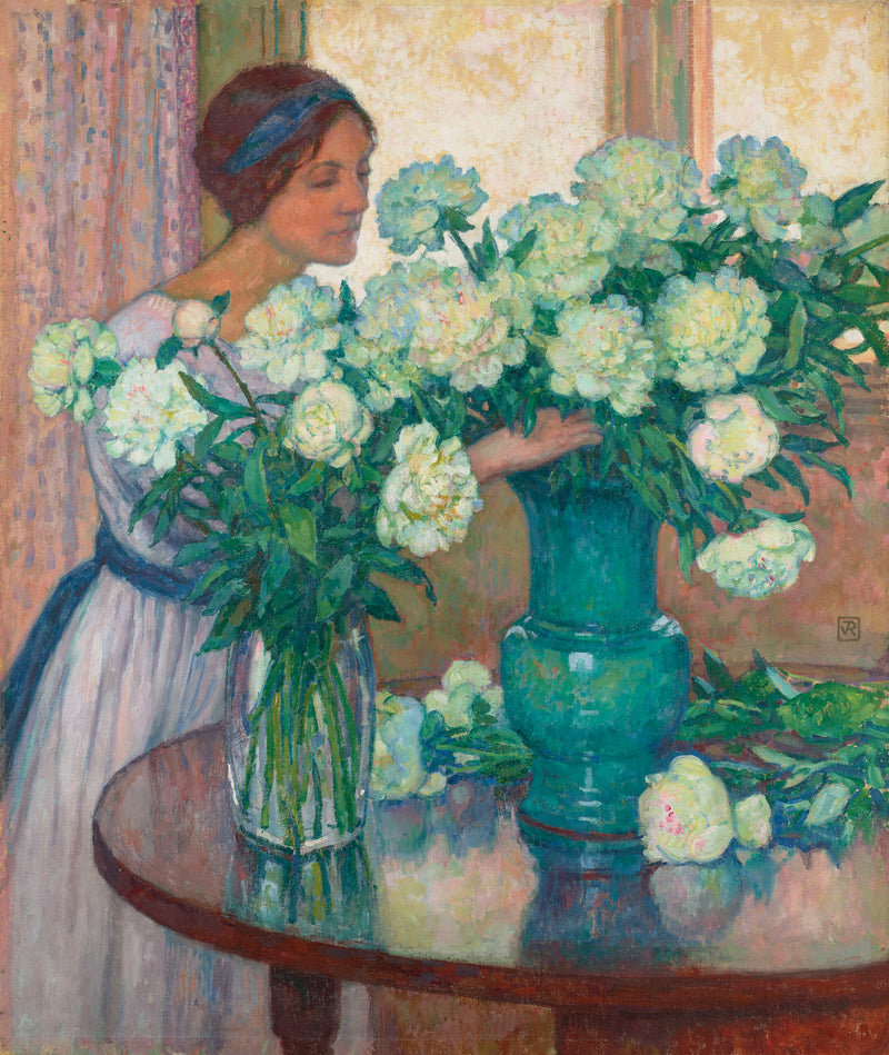 Los peonías blancas - Théophile van Rysselberghe