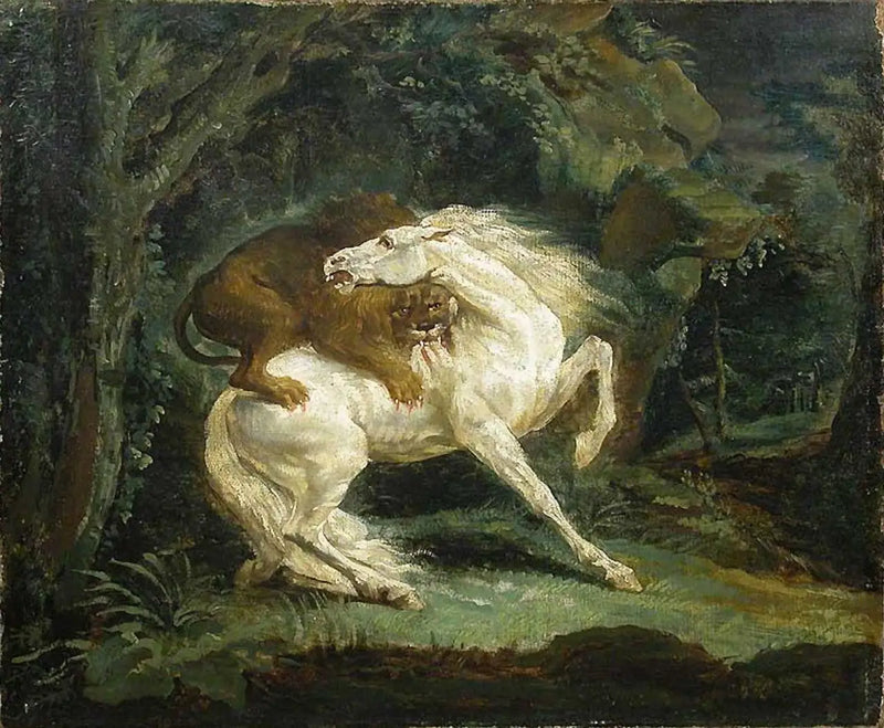 Caballo atacado por un león - Théodore Géricault
