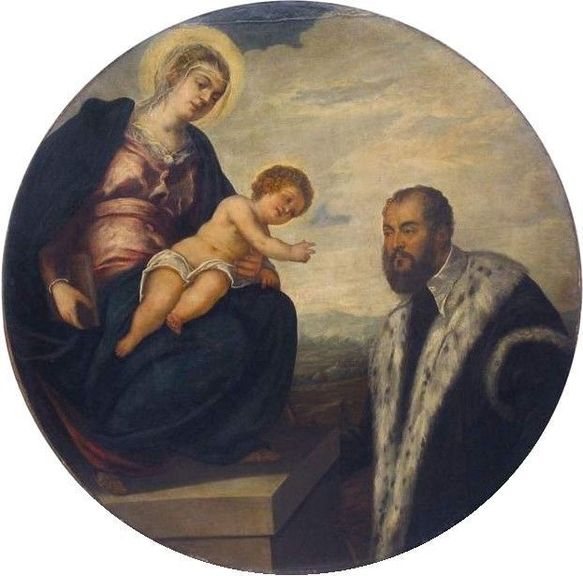 La Virgen con el Niño y un senador - Jacopo Tintoretto