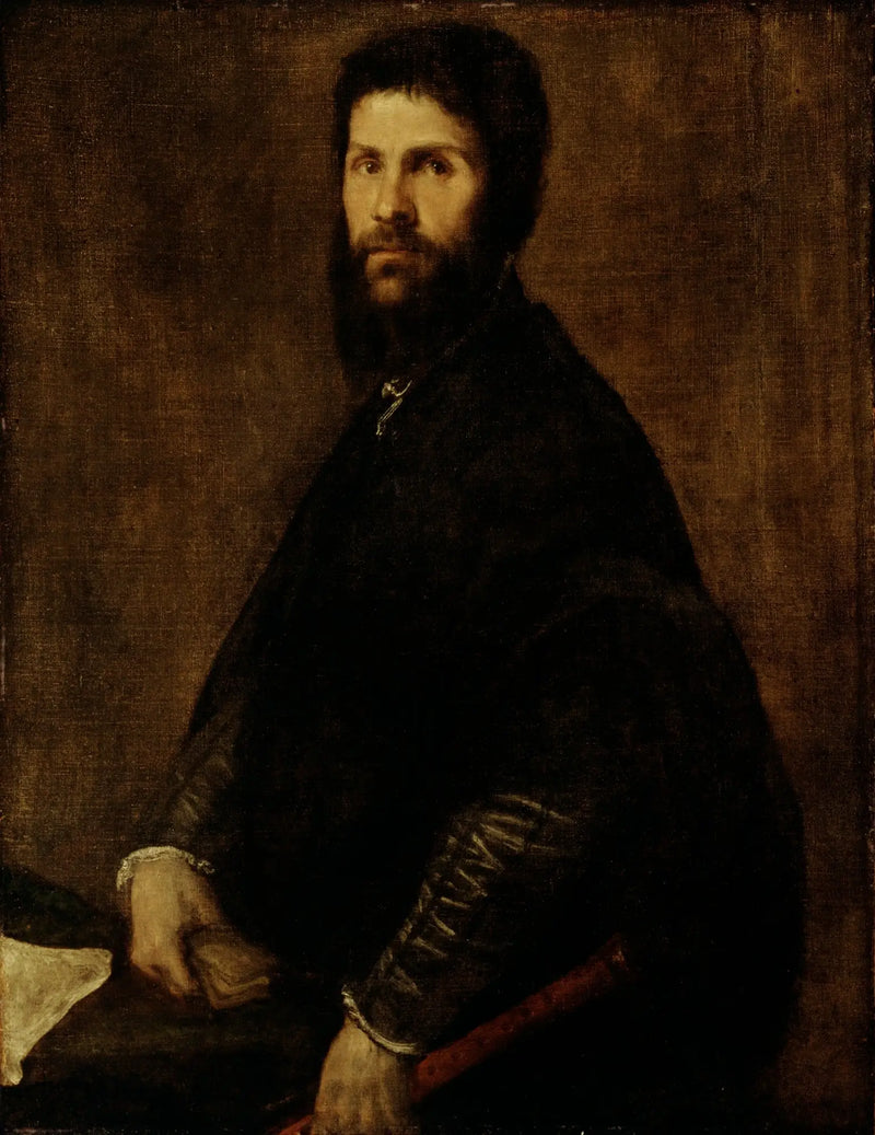 Hombre sosteniendo una flauta - Titian