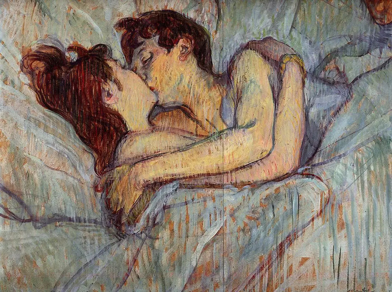 En la cama, el beso - Henri de Toulouse-Lautrec