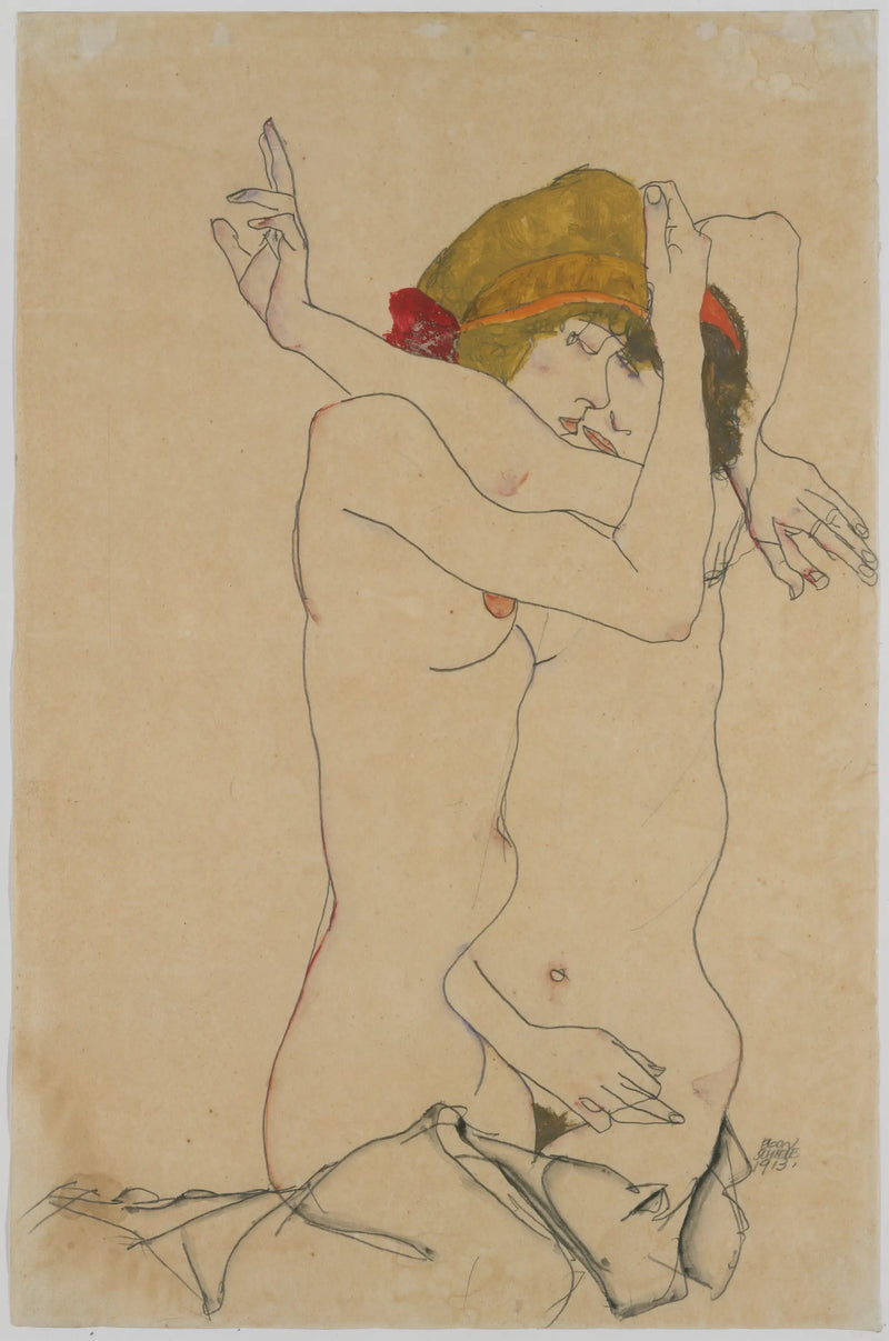 Dos mujeres besándose - Egon Schiele
