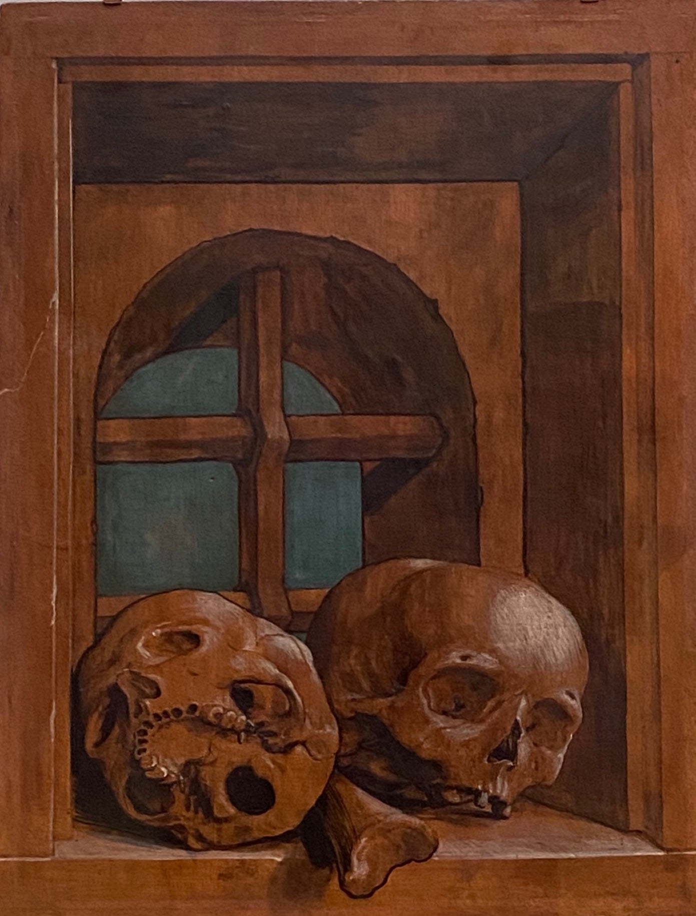 Two skulls in a window niche - Hans Holbein le Jeune - Alpha Reproduction