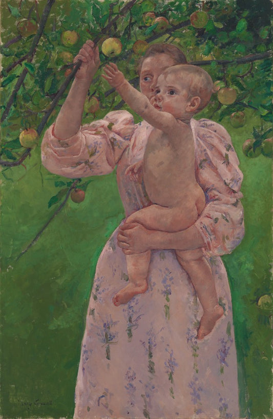 Reproduction du tableau « Enfant cueillant un fruit - Mary Cassatt » par Alpha Reproduction en peinture à l’huile