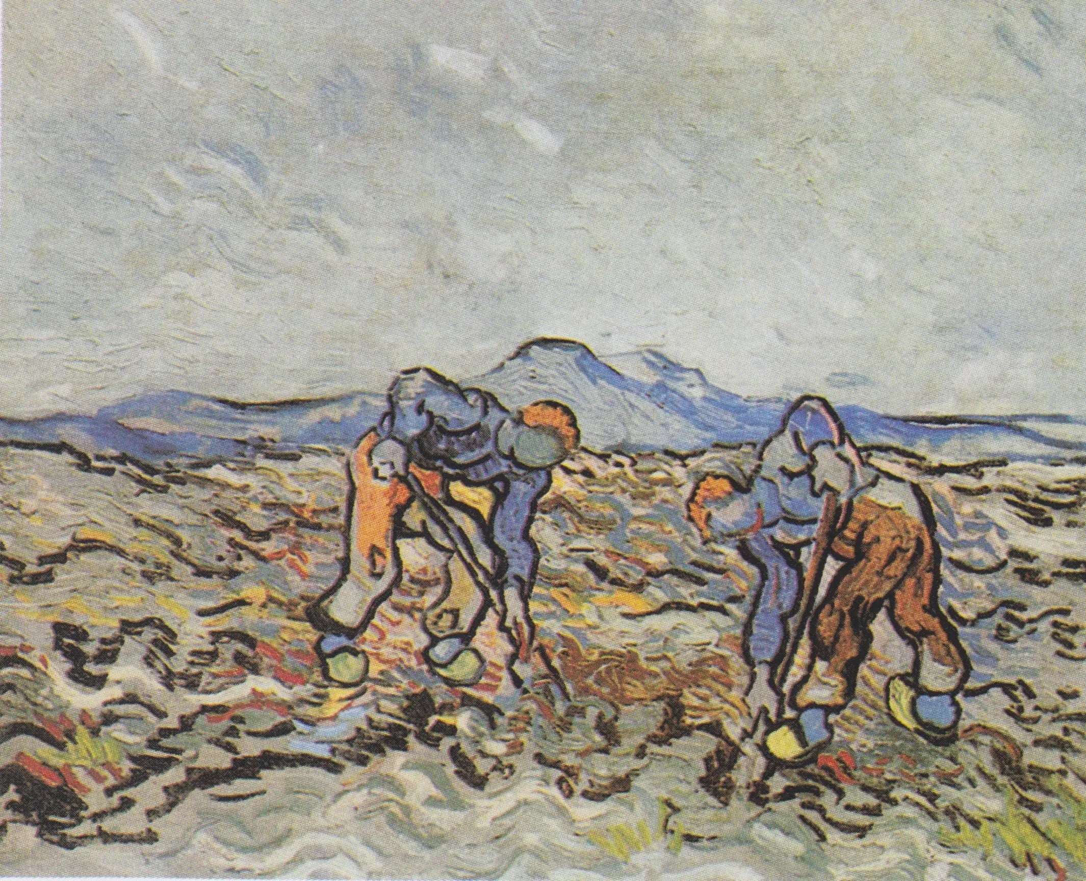 Reproduction du tableau « Paysans ramassant des pommes de terre - Vincent van Gogh » par Alpha Reproduction en peinture à l’huile