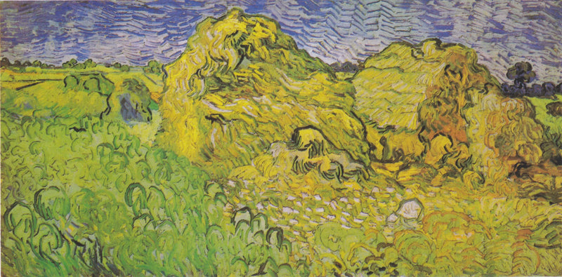 Campo con montones de trigo - Vincent van Gogh